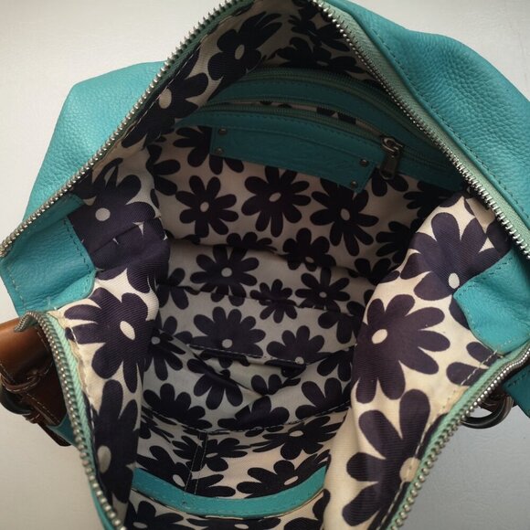 Nino BOSSI Turquoise and Brown Satchel - Picture 8 of 13